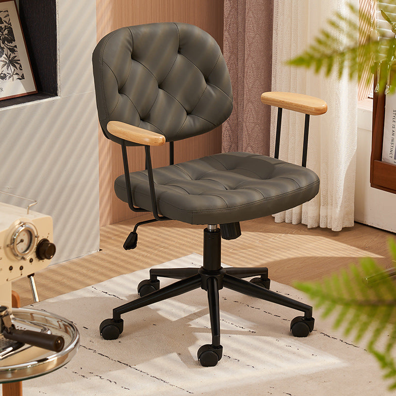 Moderno Minimalista Cuadrado Imitación de Cuero Madera Acero Silla Respaldo Reposabrazos Para Dormitorio 