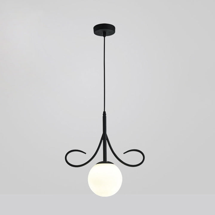 Lustre suspendu à 1 lumière en fer avec abat-jour en verre moderne et luxueux pour salon 