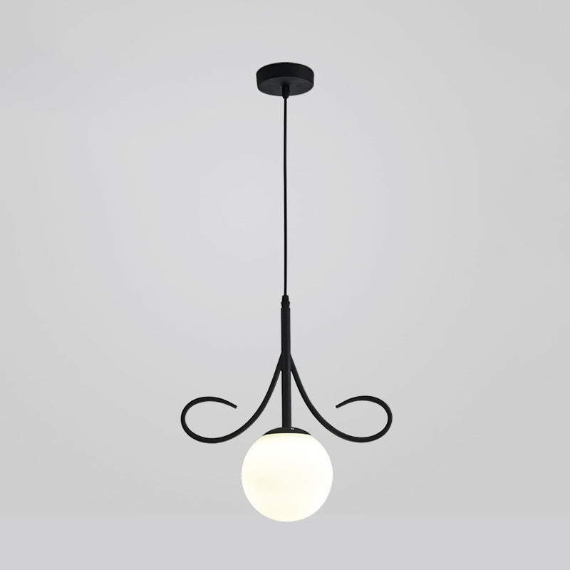 Suspension lumineuse à 1 ampoule en verre et fer avec barbe nordique contemporaine pour chambre 