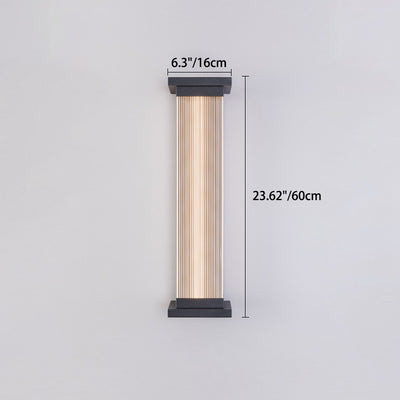 Applique murale moderne minimaliste étanche rectangulaire en acier inoxydable et acrylique à rayures pour patio extérieur 