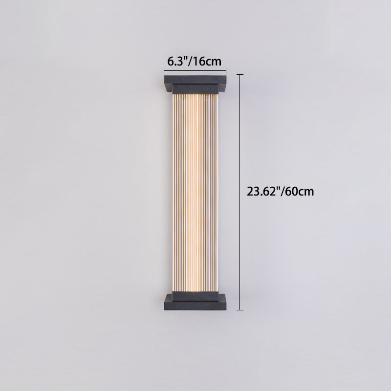 Applique murale moderne minimaliste étanche rectangulaire en acier inoxydable et acrylique à rayures pour patio extérieur 
