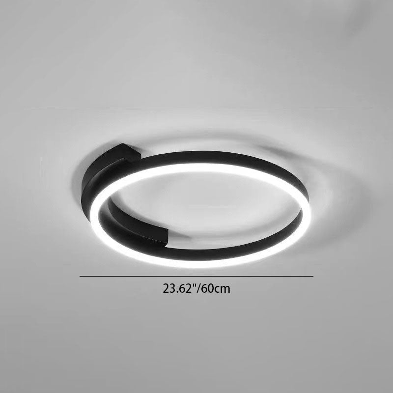 Modern Minimalist Acrylic Shade Aluminum Iron Circle Ring LED Flush Mount Ceiling Light For Living Room