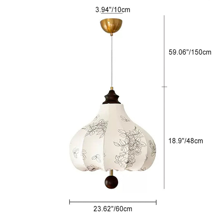 Lámpara colgante de 1 luz de hierro con tela de nogal en forma de castaña vintage tradicional para dormitorio 