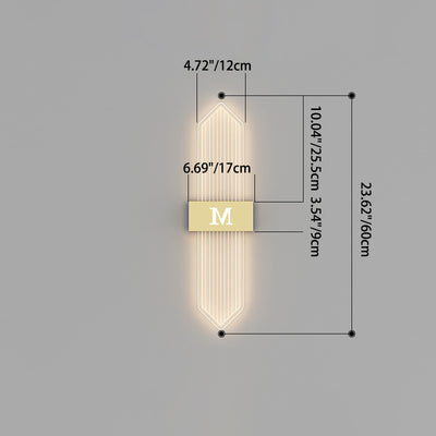 Lámpara de Aplique de Pared LED Moderna de Lujo de Hierro y Acrílico con Tira Elíptica Puntiaguda para Sala de Estar 