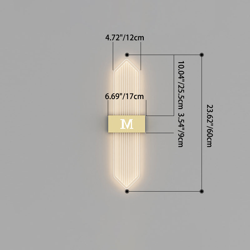Lámpara de Aplique de Pared LED Moderna de Lujo de Hierro y Acrílico con Tira Elíptica Puntiaguda para Sala de Estar 