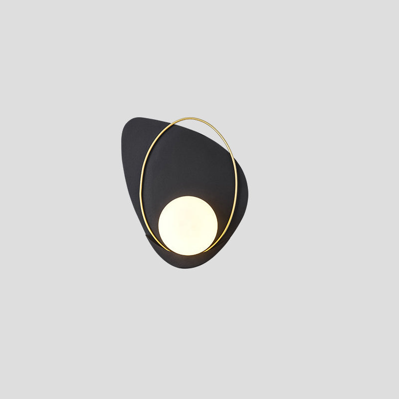 Lámpara de Aplique de Pared de 1 Luz con Pantalla Redonda de Hierro Geométrico Art Deco Moderno para Sala de Estar 