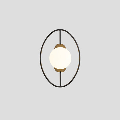 Contemporary Nordic Iron Glass Oval Ball 1-Light Wall Sconce Lamp For Bedside