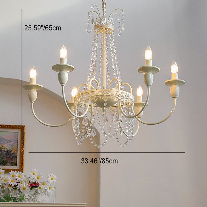 Candelabro Moderno Shabby Chic de Hierro con Cristales de 4/5/6/8 Luces para Sala de Estar 