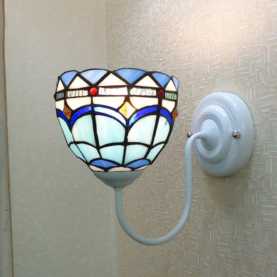 Tiffany Creative Resin Glass Flower Shape 1-Light Wall Sconce Lamp