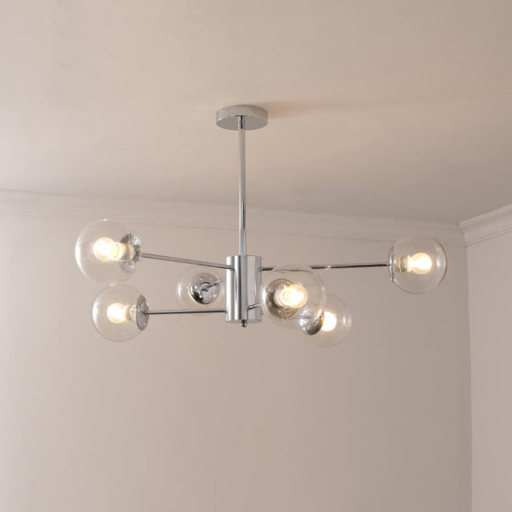 Lámpara de araña contemporánea nórdica Magic Bean de hierro y vidrio chapado con rama de 6/8 luces para sala de estar 