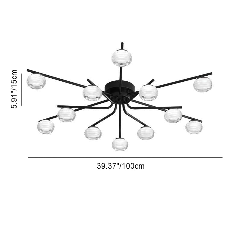 Plafonnier LED semi-encastré moderne minimaliste en acrylique et cuivre rond avec branche pour salon 