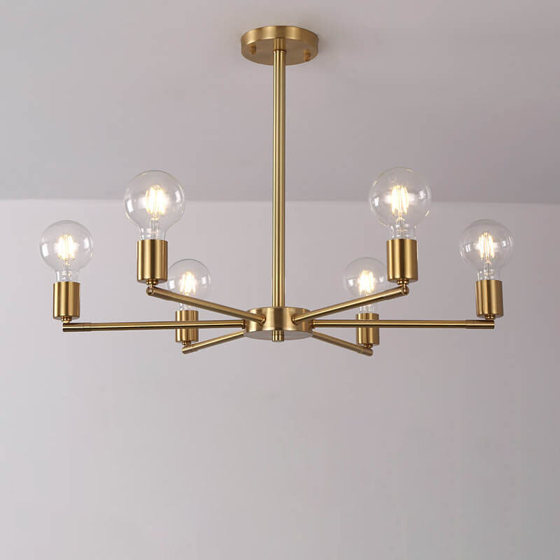 Contemporary Nordic Copper Branch Design 3/4/6/8/10-Light Chandelier For Living Room