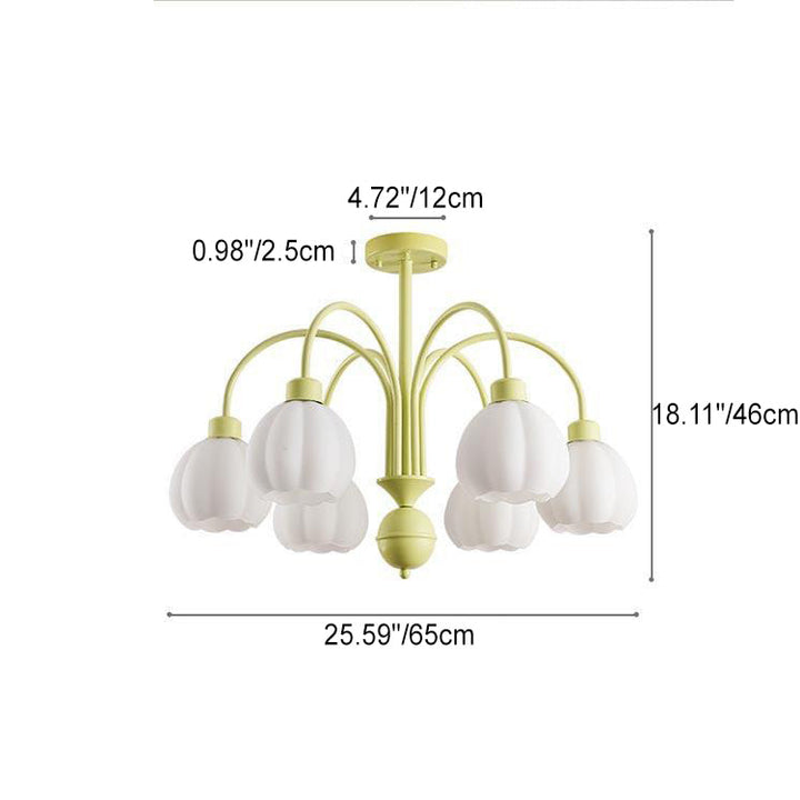 Moderner minimalistischer cremefarbener Kürbis-Kronleuchter aus Metall und Glas mit 4/6 Lichtern für das Wohnzimmer 