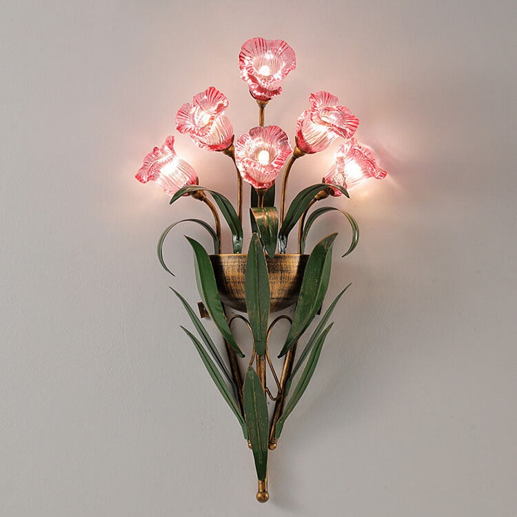 Modern Minimalist Glass Flower 6/10-Light Wall Sconce Lamp