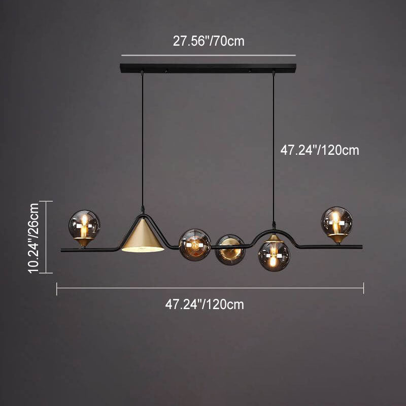 Contemporary Creative Glass Long Ball 4/5/6-Light Island Light Chandelier For Dining Room