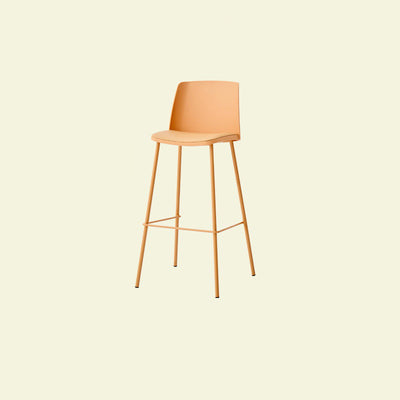 Tabouret de bar carré minimaliste moderne en cuir PU avec dossier et repose-pieds en métal PP pour salle à manger 