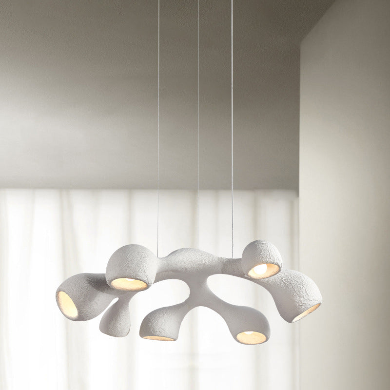 Contemporary Scandinavian Branch High Density Polystyrene 3/7 Light Chandelier For Living Room