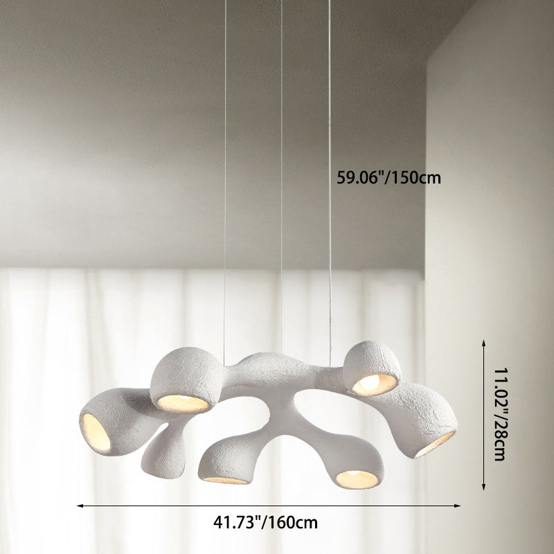 Contemporary Scandinavian Branch High Density Polystyrene 3/7 Light Chandelier For Living Room