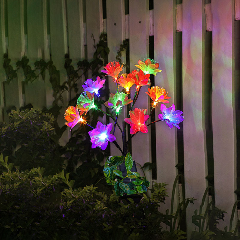 Solar Modern Creative ABS Camellia LED Outdoor Lawn Decorative Ground Plug Light