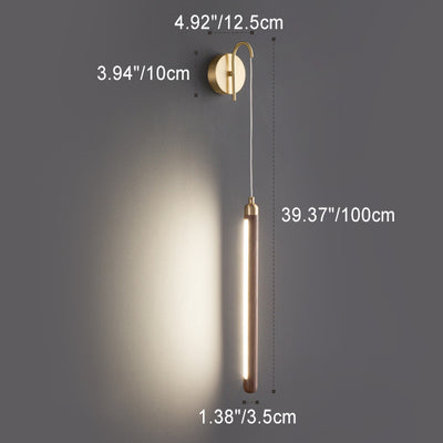 Lámpara de Aplique de Pared LED de Madera Lineal Minimalista Moderna de Cobre y Acrílico para Dormitorio 