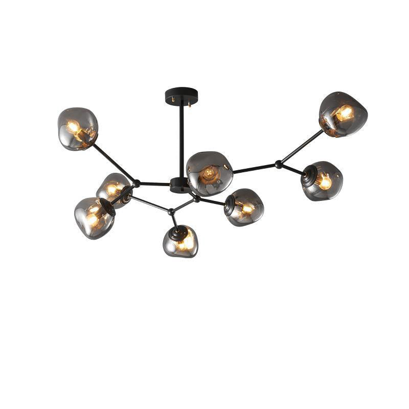 Lustre contemporain créatif en orbe de lave tout en cuivre avec verre 3/5/8 lumières pour salon 