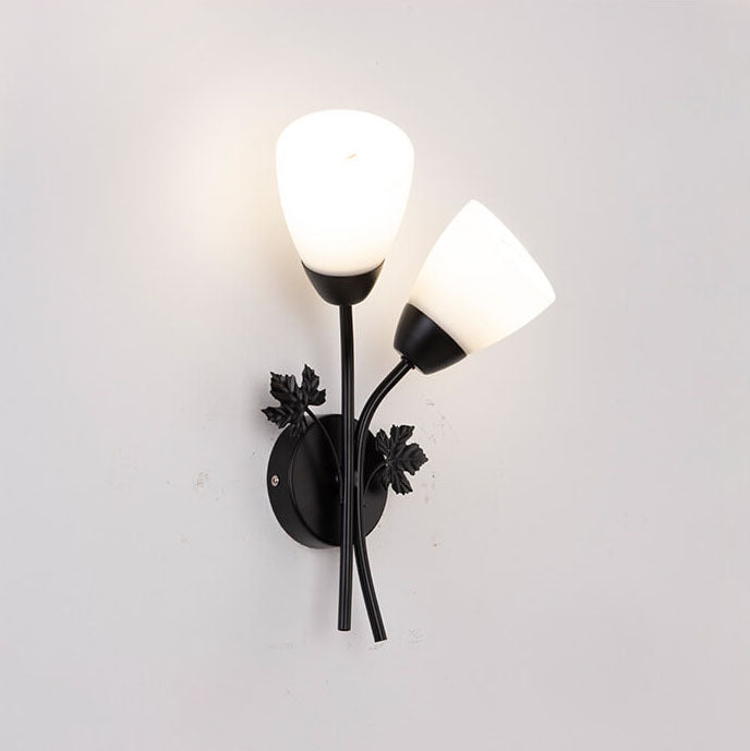 Scandinavian Minimalist Iron Glass Flower Bud Shape 1/2-Light Wall Sconce Lamp