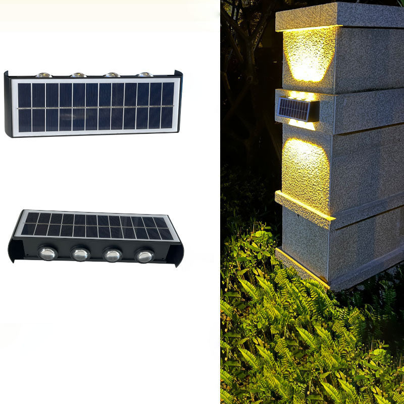 مصباح حائطي LED مستطيل مقاوم للماء من ABS PMMA بتصميم عصري بسيط للطاقة الشمسية للفناء الخارجي 