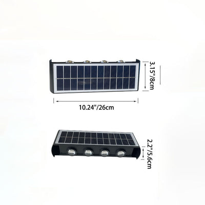 مصباح حائطي LED مستطيل مقاوم للماء من ABS PMMA بتصميم عصري بسيط للطاقة الشمسية للفناء الخارجي 