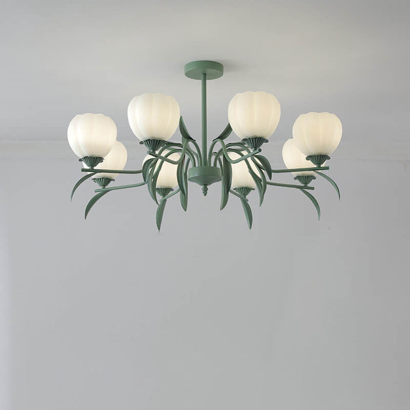 Contemporary Creative Iron Glass Flower Shape 3/6/8/10-Light Chandelier For Living Room