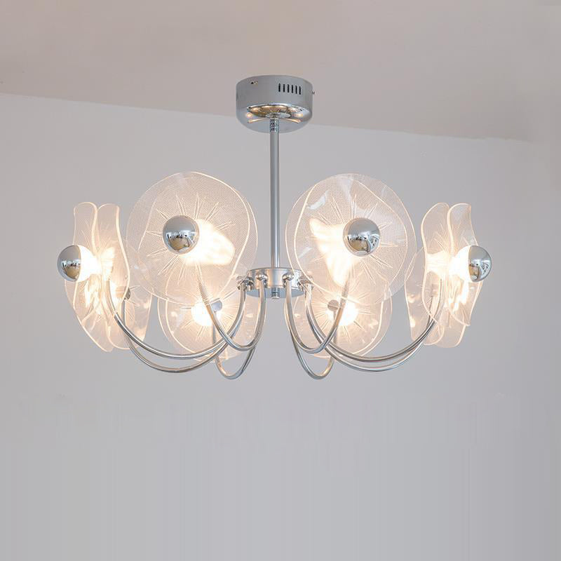 Zeitgenössischer Luxus-Lotus-Acryl-Aluminium-LED-Kronleuchter für Wohnzimmer 