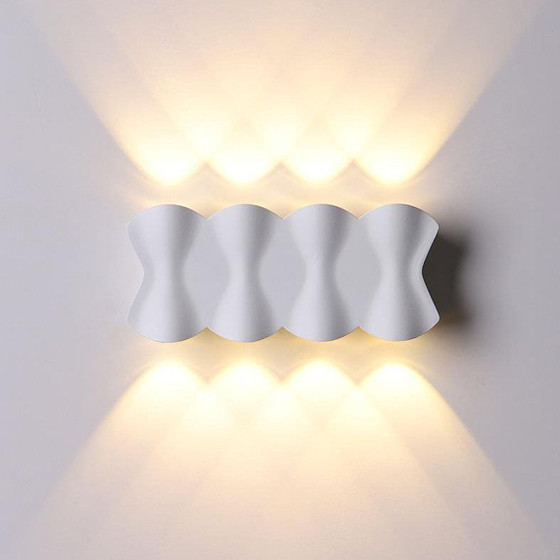 Moderne Schlichtheit Rechteck Welle Aluminium LED Außenwandleuchte Lampe Für Außenbereich Patio 
