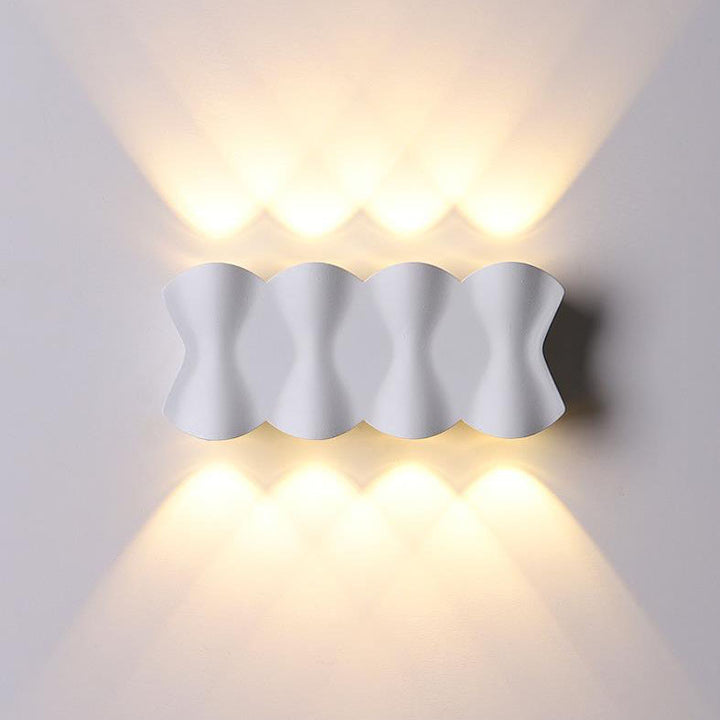 Moderne Schlichtheit Rechteck Welle Aluminium LED Außenwandleuchte Lampe Für Außenbereich Patio 