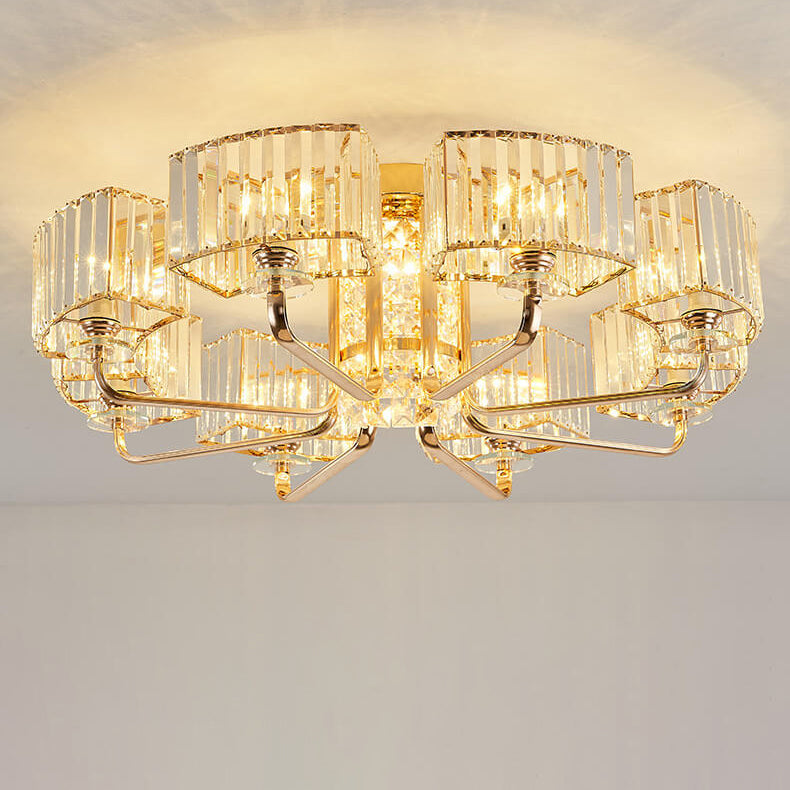Plafonnier encastré à 6/8/10/12 lumières en cristal de luxe moderne 
