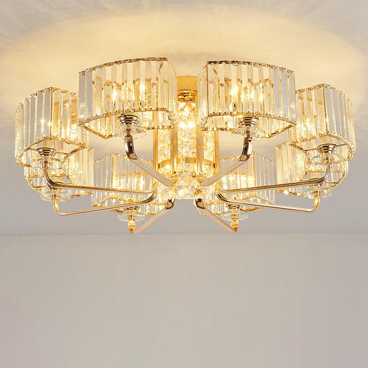 Plafonnier encastré à 6/8/10/12 lumières en cristal de luxe moderne 