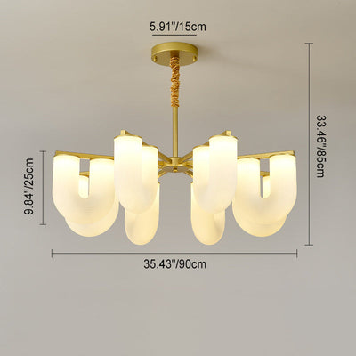 Moderner Mid-Century Pipe Geometrischer Eisen PE LED Kronleuchter für Wohnzimmer 
