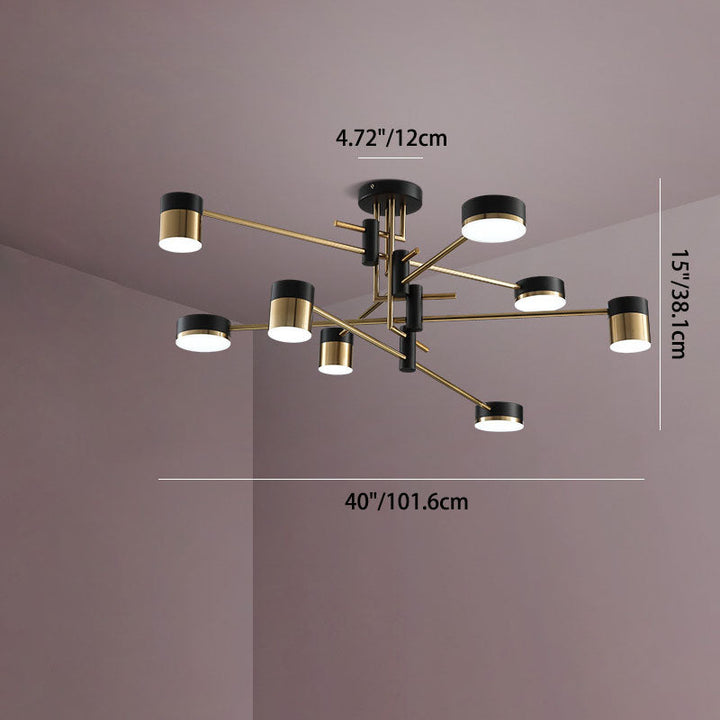 Lustre moderne minimaliste en cylindre de fer et acrylique avec 4/6/8 lumières pour salon 