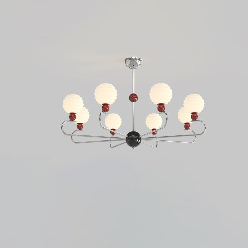Chandelier contemporain nordique avec abat-jour en verre en forme de haricot magique et cadre en fer à 5/8 lumières pour salon 