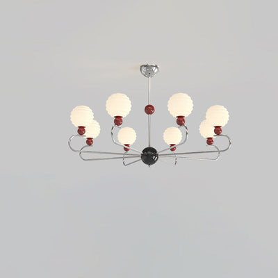 Zeitgenössischer nordischer Wabenball Magic Bean Glasschirm Eisenrahmen 5/8-Licht Kronleuchter für Wohnzimmer 