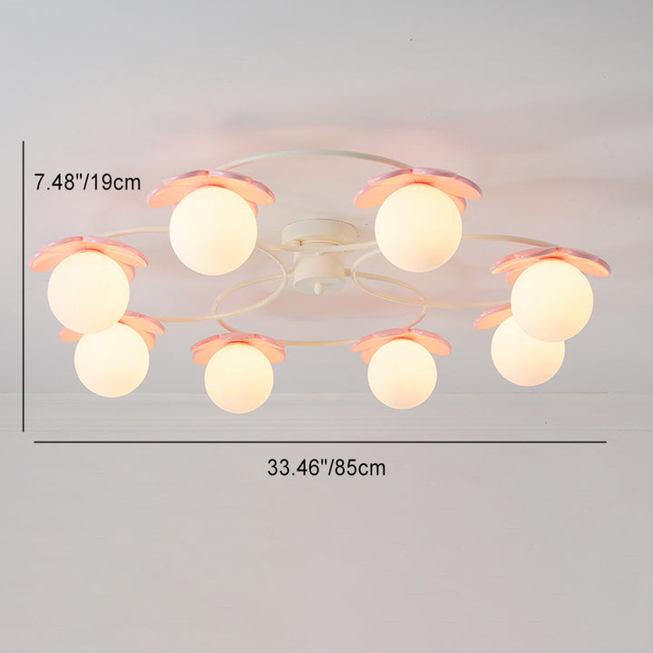 Plafonnier semi-encastré moderne minimaliste rond en fer et verre avec 4/6/8 lumières pour salon 