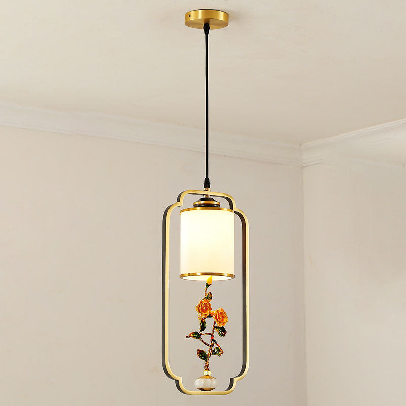 Moderne Luxus Zinklegierung Emaille Zylindrische Schirm 1-Licht Pendelleuchte für Wohnzimmer 