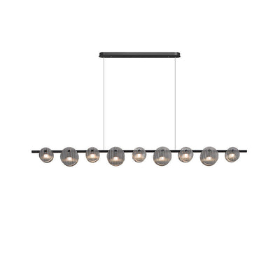 Moderne minimalistische Edelstahl vertikale Korn Glasscheibe LED Insel Licht Kronleuchter für Unterhaltungsraum 