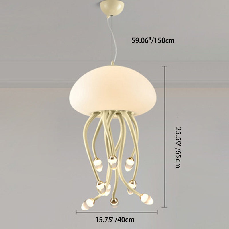 Zeitgenössische nordische Quallen Eisen Acryl LED Kronleuchter für Schlafzimmer 