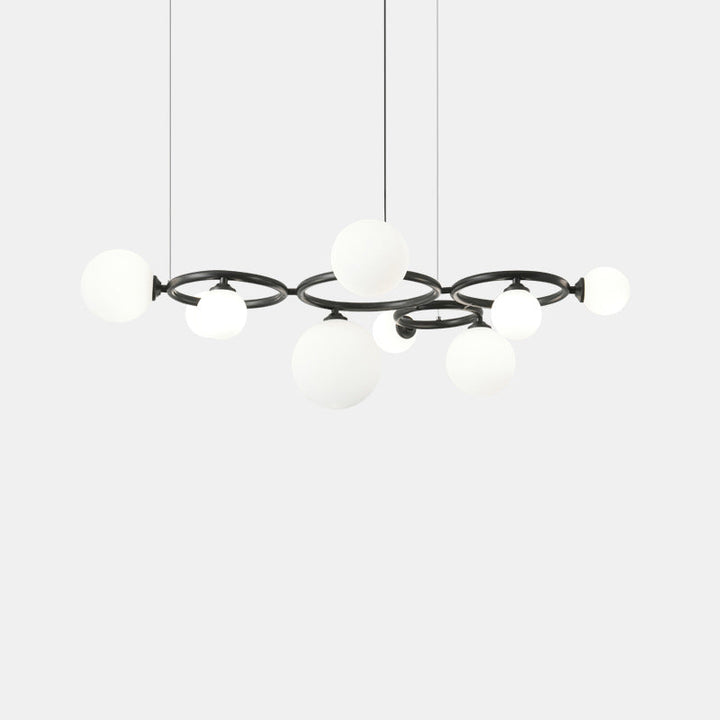 Lustre moléculaire moderne du milieu du siècle en cuivre avec cadre rond en verre Magic Bean 5/7/9 lumières pour salon 