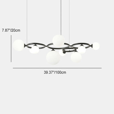 Lustre moléculaire moderne du milieu du siècle en cuivre avec cadre rond en verre Magic Bean 5/7/9 lumières pour salon 