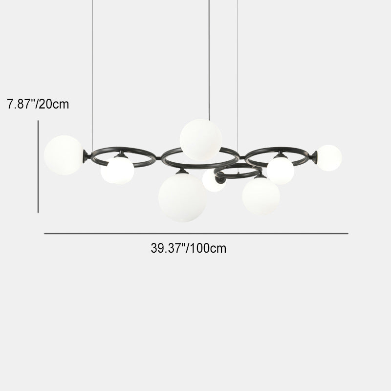 Lustre moléculaire moderne du milieu du siècle en cuivre avec cadre rond en verre Magic Bean 5/7/9 lumières pour salon 