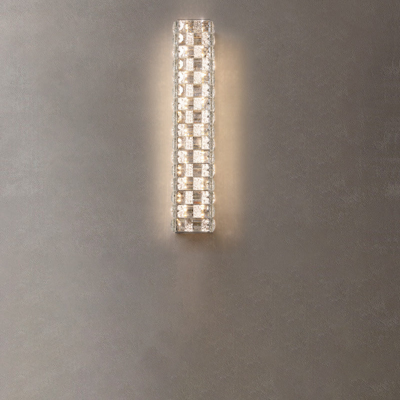 Applique murale LED en cristal rectangulaire en acier inoxydable de luxe moderne pour chambre 