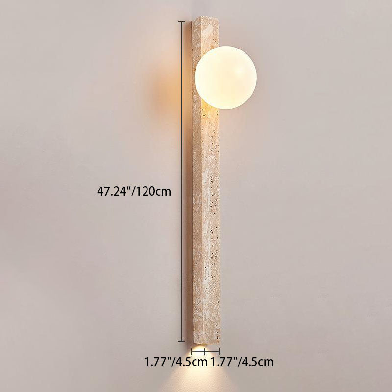 Traditional Japanese Long Strip Yellow Travertine 2-Lights For Hallway