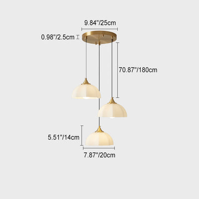 Contemporary Scandinavian Floral All Brass Glass 1/3 Light Island Light Chandelier For Dining Room