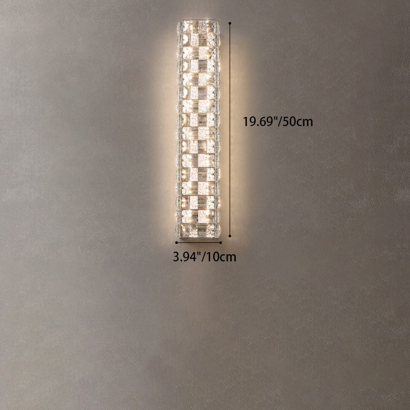 Applique murale LED en cristal rectangulaire en acier inoxydable de luxe moderne pour chambre 