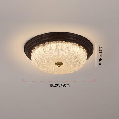 ضوء سقف مثبت بمصابيح LED بتصميم دائري تقليدي قديم من الكريستال والزجاج والحديد مع حبيبات خشبية للماء لغرفة المعيشة 